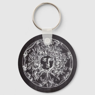 vintage chalkboard Greek mythology Gorgon medusa Key Ring