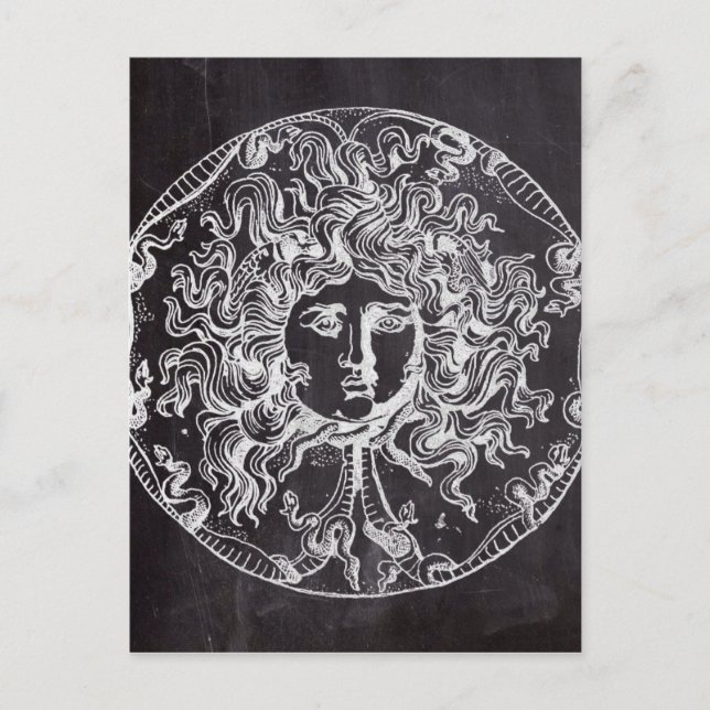 vintage chalkboard Greek mythology Gorgon medusa Postcard (Front)