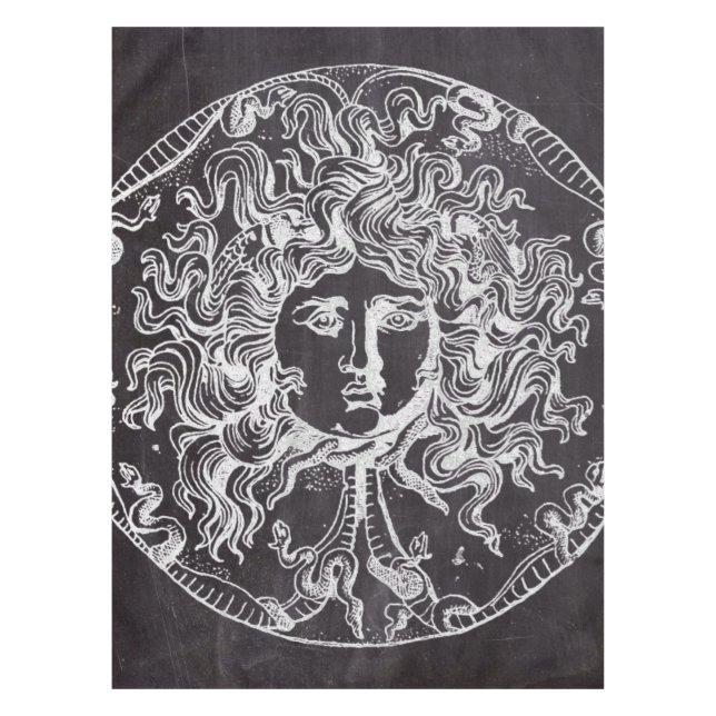 vintage chalkboard Greek mythology Gorgon medusa Tablecloth (Front)
