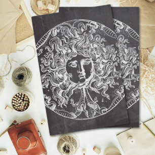 vintage chalkboard Greek mythology Gorgon medusa Tissue Paper