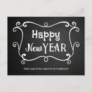 Vintage Chalkboard Happy New Year Corporate Wish Holiday Postcard