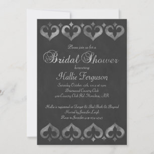 Vintage Chalkboard Hearts Bridal Shower Invitation