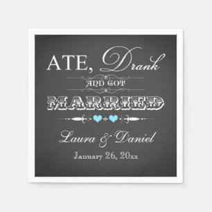 Vintage Chalkboard, Hearts Wedding Napkins 2