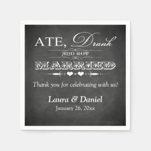 Vintage Chalkboard, Hearts Wedding Napkins 3