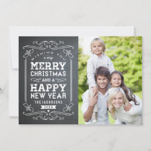 Vintage Chalkboard Holiday Photo Card