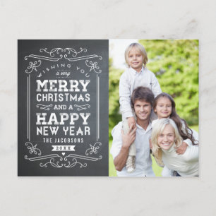 Vintage Chalkboard Holiday Photo Card Postcard