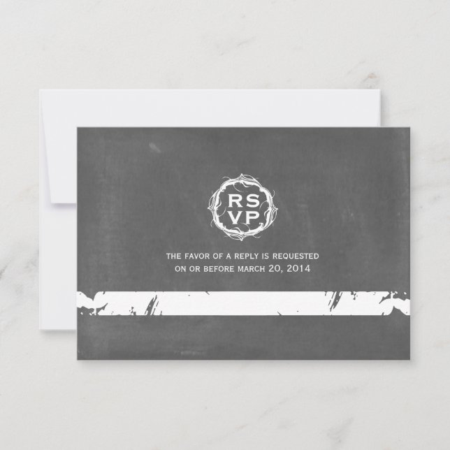 Vintage Chalkboard Inspired Wedding RSVP (Front)