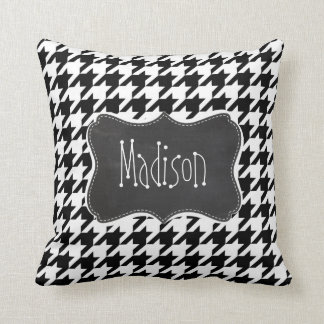 Vintage Chalkboard look; Black & White Houndstooth Cushion