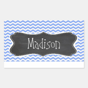 Vintage Chalkboard look, Blue Chevron Pattern Rectangular Sticker