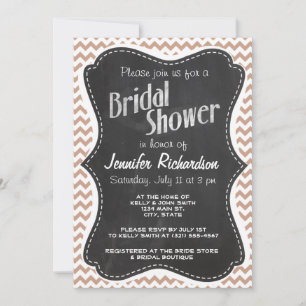 Vintage Chalkboard look; Brown Chevron Pattern Invitation