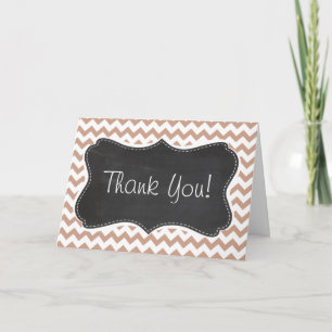Vintage Chalkboard look; Brown Chevron Pattern Thank You Card