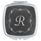 Vintage Chalkboard Look Monogram Compact Mirror