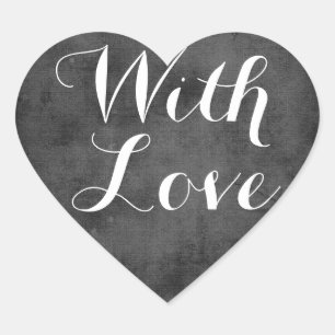 Vintage Chalkboard Love Black And White Wedding Heart Sticker