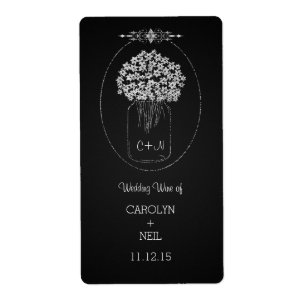 Vintage Chalkboard MasonJar Flowers Wedding Wine