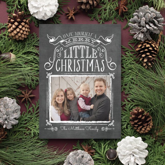 Vintage Chalkboard Merry Little Christmas Card (Creator Uploaded)