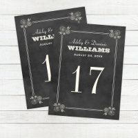 Vintage Chalkboard Monogram Table Number Card