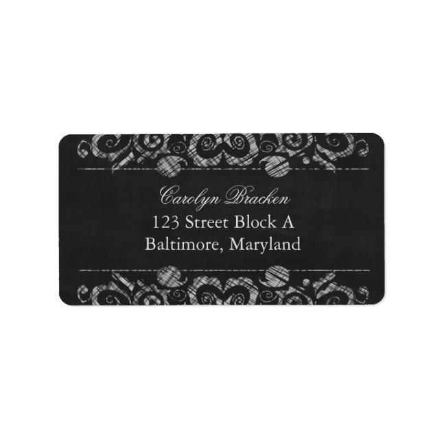 Vintage Chalkboard Ornamental Rustic Wedding Label (Front)
