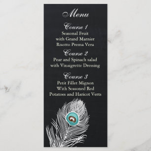 Vintage Chalkboard peacock wedding menu cards