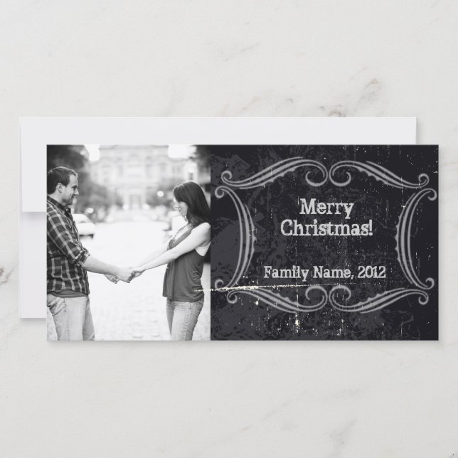 Vintage Chalkboard Photo Christmas Card (Front)