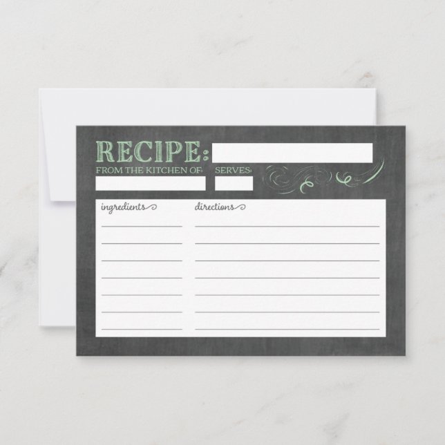 Vintage Chalkboard Recipe Card in Mint (Front)