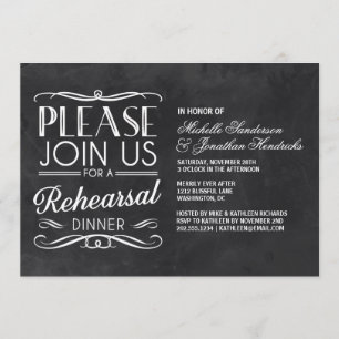 Vintage Chalkboard Rehearsal Dinner Invitation