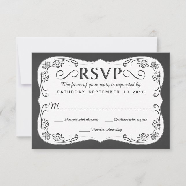 Vintage Chalkboard RSVP Wedding Reply Cards (Front)