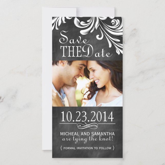 Vintage Chalkboard Save the Date Photo Cards (Front)