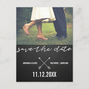 Vintage Chalkboard Save The Date Typography Photo Announcement Postcard