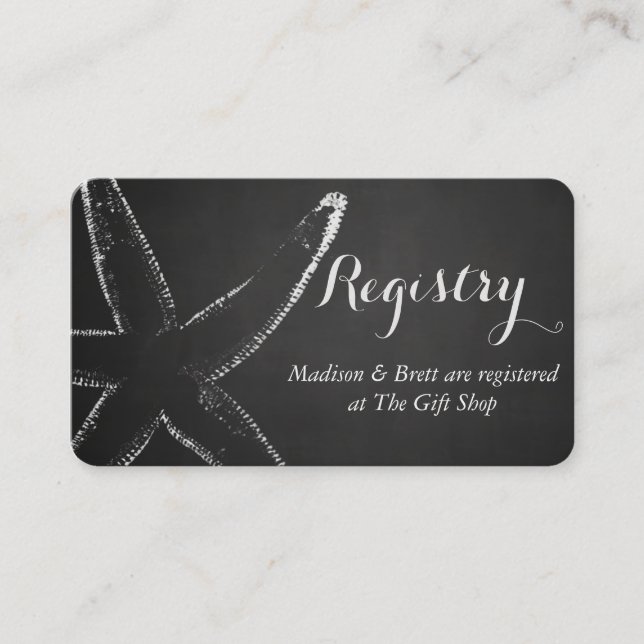 Vintage Chalkboard Starfish Nautical Wedding Enclosure Card (Front)