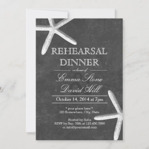 Vintage Chalkboard Starfish Rehearsal Dinner Invitation
