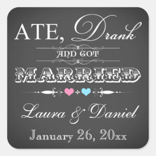Vintage Chalkboard Style Wedding Favour Sticker