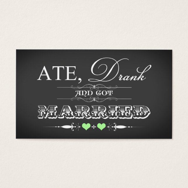 Vintage Chalkboard Style Wedding Favour Tag - Gree (Front)