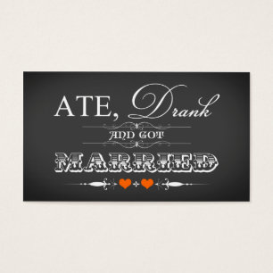 Vintage Chalkboard Style Wedding Favour Tag Orange