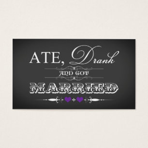 Vintage Chalkboard Style Wedding Favour Tag Purple