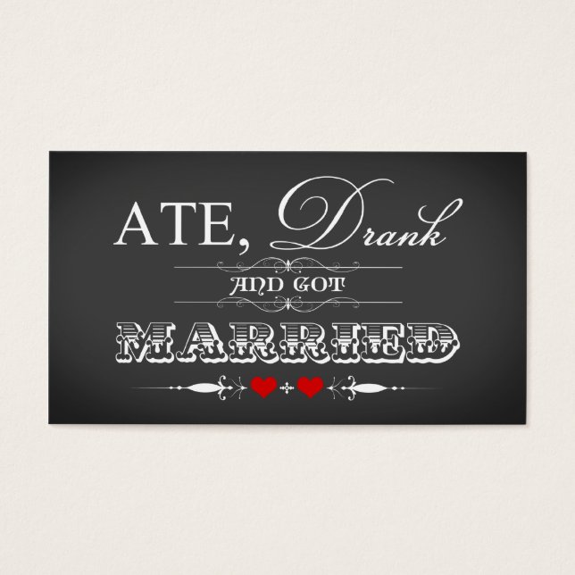 Vintage Chalkboard Style Wedding Favour Tag - Red (Front)
