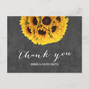 Vintage Chalkboard Sunflower Ball Thank You Postcard