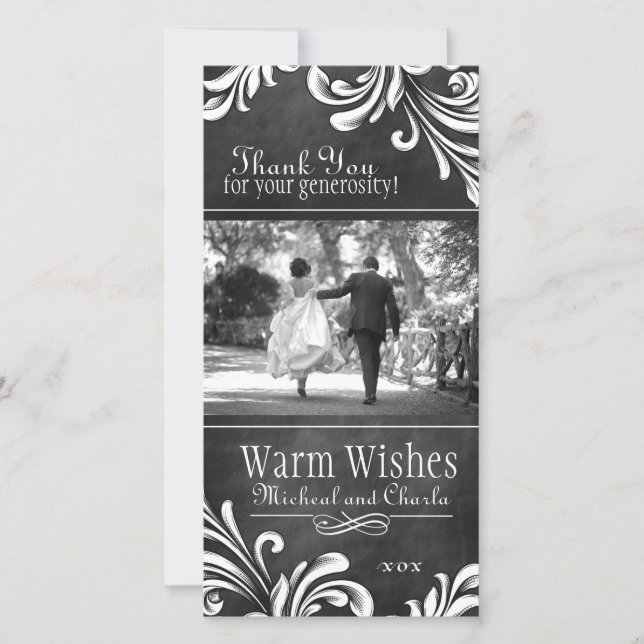 Vintage Chalkboard Thank You Photo Card (4x8) (Front)