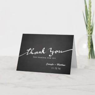 Vintage Chalkboard Thank You Typography Wedding Card
