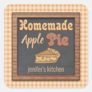 Vintage chalkboard typography homemade apple pie square sticker