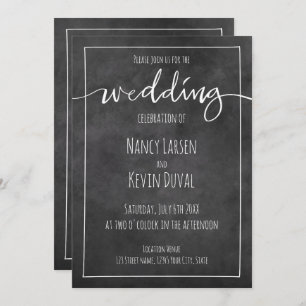 Vintage chalkboard typography wedding invitations