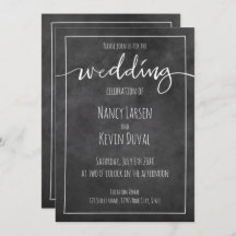 Vintage chalkboard typography wedding invitations