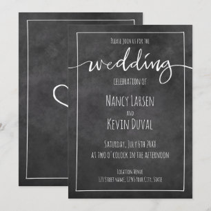 Vintage chalkboard typography wedding invitations