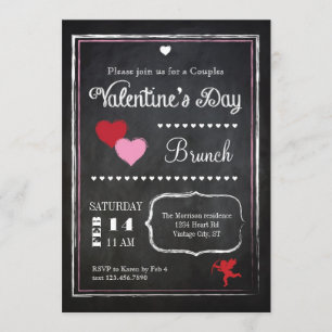 Vintage Chalkboard Valentine's Day Invitation