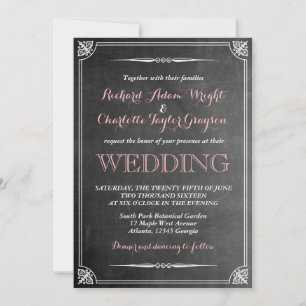 Vintage Chalkboard Victorian Wedding Invitation