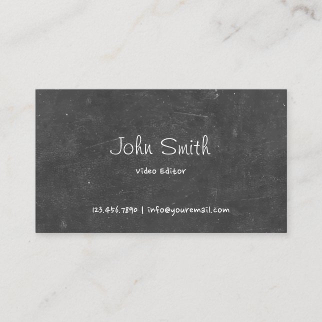Vintage Chalkboard Video Editor Business Card (Front)