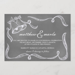 Vintage Chalkboard Wedding Bells Invitation