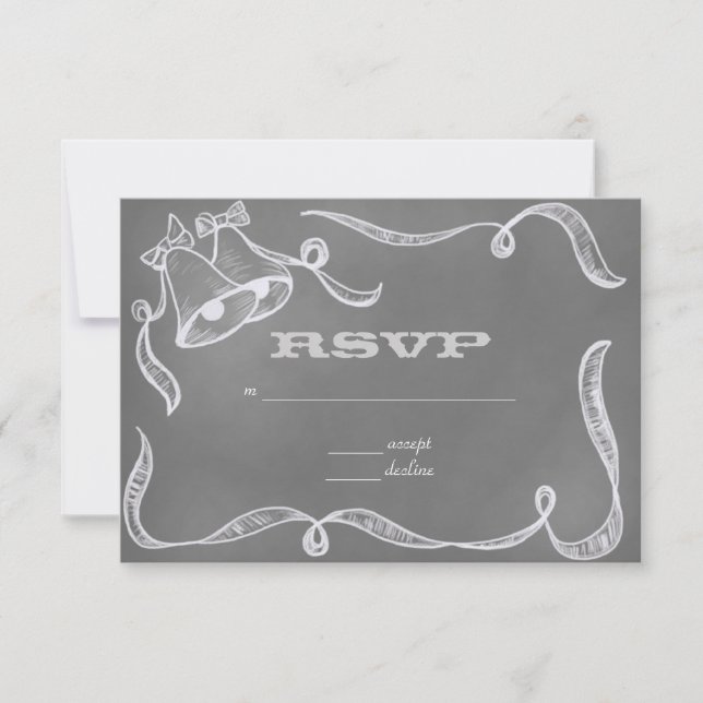 Vintage Chalkboard Wedding Bells RSVP (Front)