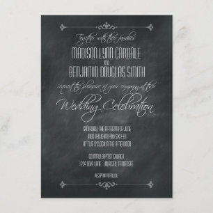 Vintage Chalkboard Wedding Celebration Invitations