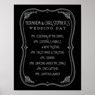 Vintage Chalkboard Wedding Day of Schedule Poster