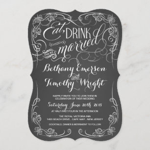 Vintage Chalkboard Wedding Die-Cut Invitations
